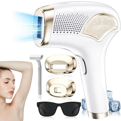 Haarentfernungsgerät mit Eiskühlung - Schmerzfreie Dauerhafte Haarentfernung für Gesicht & Körper - Inklusive Sicherheitsbrille - Ideal für Zuhause
