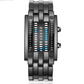 Coole Herrenuhr im Binary-Design, Edelstahl, LED-Armband, modische Sportuhr mit blauem Licht, vakuumbeschichtet, stilvolle Uhr