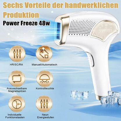 Haarentfernungsgerät mit Eiskühlung - Schmerzfreie Dauerhafte Haarentfernung für Gesicht & Körper - Inklusive Sicherheitsbrille - Ideal für Zuhause