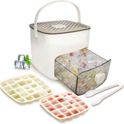 🧊Tragbarer Eisbereiter mit Deckel und Aufbewahrungsbox (48 Eiswürfel).