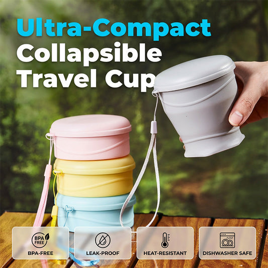 🔥Limitiertes Angebot – 50 % Rabatt🔥 Zusammenfaltbarer Reisebecher aus Silikon mit Deckel